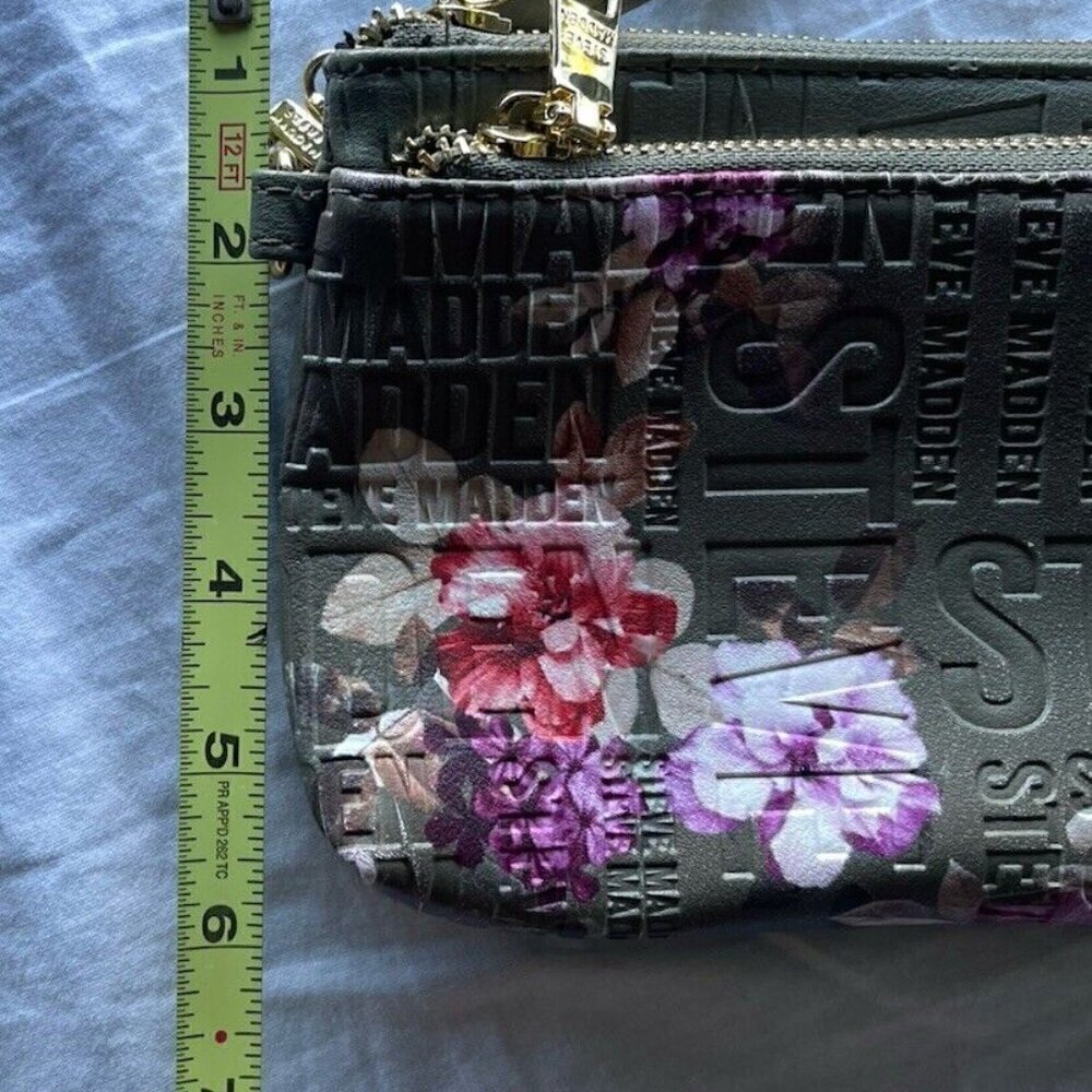 STEVE MADDEN Floral Mauve Wristlet Double Zip Wallet Bag Clutch Quilted - Picture 4 of 15